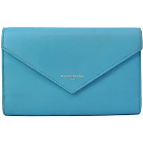 Gebrauchte Blaue Lederbrieftasche , Damen, Größe: ONE Size - Balenciaga Vintage - Modalova
