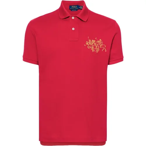 Rotes Casual Polo-Shirt mit Kurzen Ärmeln , Herren, Größe: S - Polo Ralph Lauren - Modalova