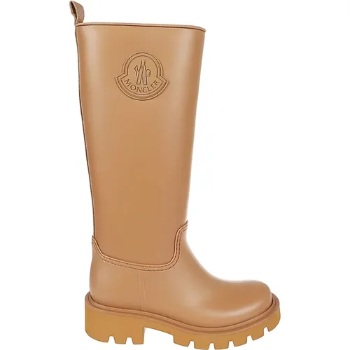 Braune Leder Kniehohe Wasserdichte Stiefel , Damen, Größe: 36 EU - Moncler - Modalova