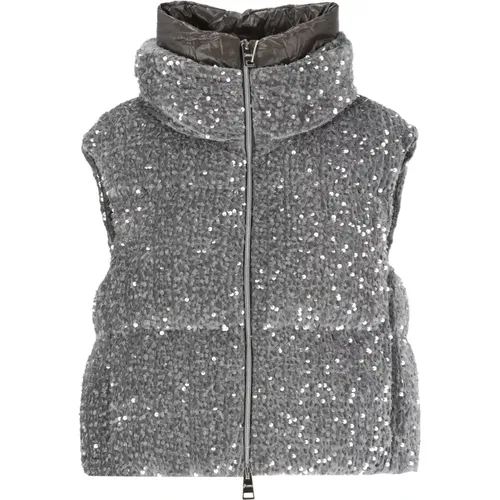 Quilted Vest with Paillettes , female, Sizes: XS - Herno - Modalova