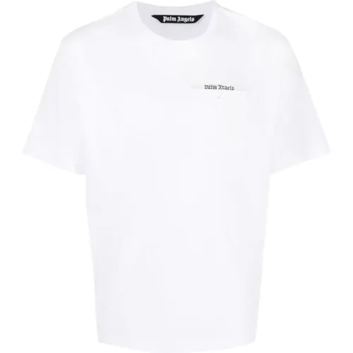 Logo-Tape Baumwoll T-Shirt , Herren, Größe: XL - Palm Angels - Modalova