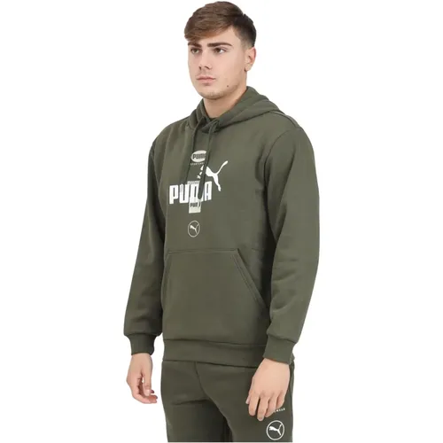 Grüner Hoodie Pullover Casual Sportlicher Stil , Herren, Größe: S - Puma - Modalova