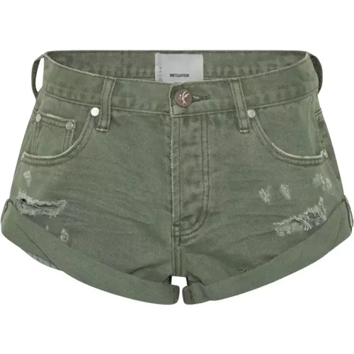 Khaki Shorts Klassischer Lockerer Schnitt Baumwolle , Damen, Größe: W23 - One Teaspoon - Modalova