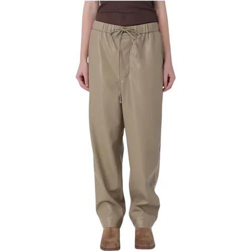 Straight Trousers, male, , Size: M Coffee Faux Leather Wide Leg Pants - Nanushka - Modalova