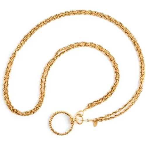 Pre-owned Jewellery, female, , Size: ONE SIZE Vintage Gold Plated Magnifying Glass Pendant Necklace - Chanel Vintage - Modalova