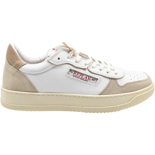 Beige Off White Suede Sneakers , male, Sizes: 10 UK, 11 UK - Replay - Modalova