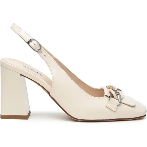 Elegante Elfenbeinabsatz Slingbacks Ivory , Damen, Größe: 35 EU - Nerogiardini - Modalova