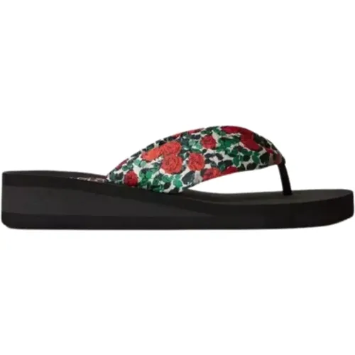 Flip Flops, female, , Size: 10 US Platform Flip Flops with Printed Straps - Twinset - Modalova