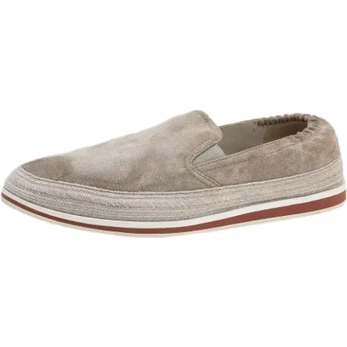 Pre-owned Flats, male, , Size: 9 US Pre-owned Suede sneakers - Prada Vintage - Modalova