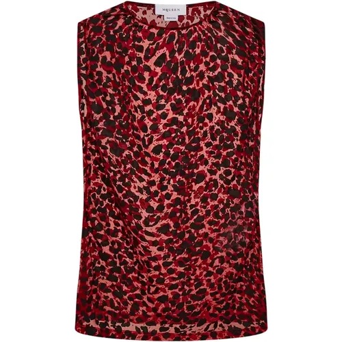 Leopardenmuster Rotes ärmelloses Top - alexander mcqueen - Modalova