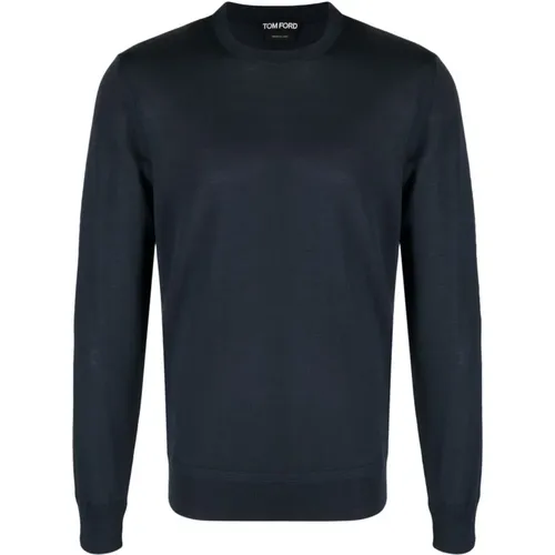 Navy Wool Sweater , male, Sizes: L - Tom Ford - Modalova