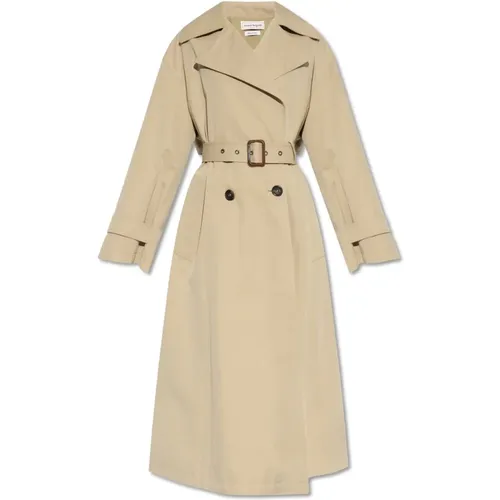 Cotton trench coat , female, Sizes: M, L, S - alexander mcqueen - Modalova