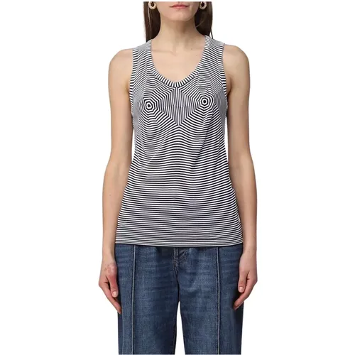 Sleeveless Tops, female, , Size: M Striped Tank Top Optical Illusion - Bottega Veneta - Modalova