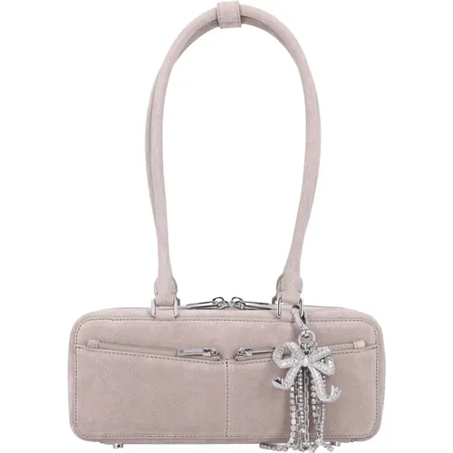 Shoulder Bags, female, , Size: ONE SIZE Suede Baguette With Charm - Self Portrait - Modalova