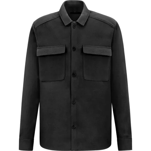 Herren Overshirt Schwarzes Hemd , Herren, Größe: L - drykorn - Modalova