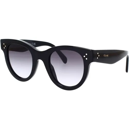 Runde Sonnenbrille Schwarzer Rahmen Graue Gläser - Celine - Modalova