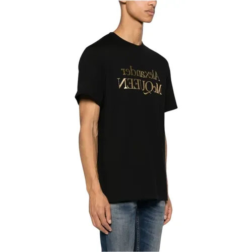 Golden Logo Crew Neck T-shirts and Polos , male, Sizes: XL - alexander mcqueen - Modalova