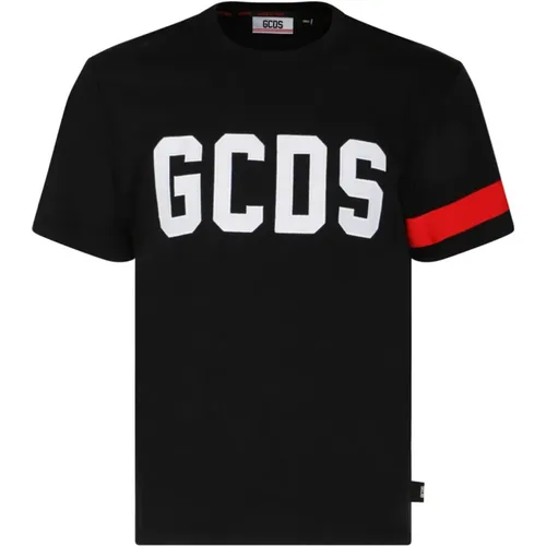 Logo Print T-Shirt with Red Stripe Trim , male, Sizes: M, L - Gcds - Modalova