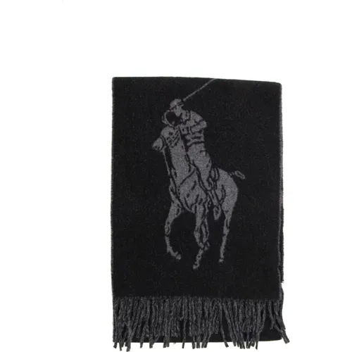 Winter Scarves, male, , Size: ONE SIZE Double-Faced Maxi Logo Wool Scarf - Polo Ralph Lauren - Modalova