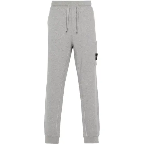 Sweatpants, male, , Size: XL Heather Grey Cotton Cargo Track Pants - Stone Island - Modalova