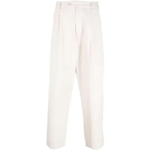 Wide Trousers, male, , Size: L Cotton Trousers with Button/Zip Closure and Multiple Pockets - A.p.c. - Modalova