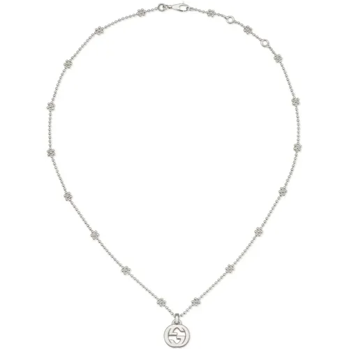 Interlocking G Pendant Necklace in Sterling Silver , female, Sizes: ONE SIZE - Gucci - Modalova