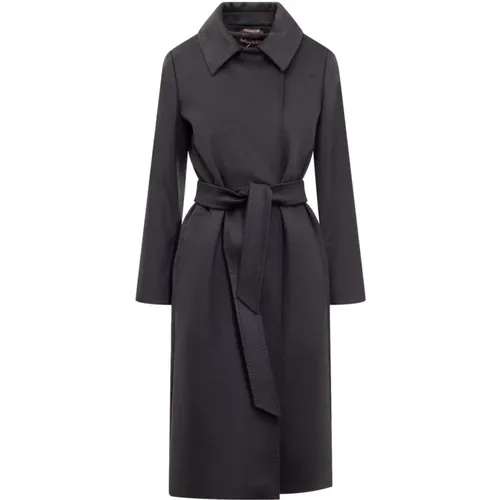 Long double-breasted coat with belt , female, Sizes: 4XS, S, M, 2XS, XS - Max Mara Studio - Modalova