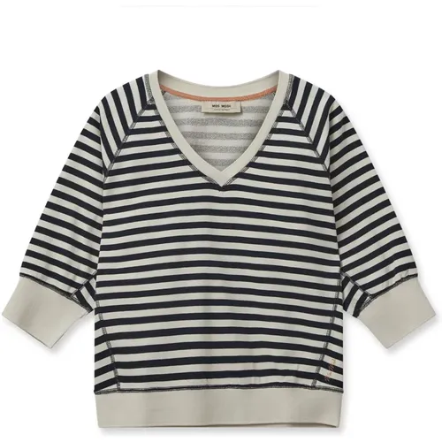 Striped Sweatshirt with Half Sleeves , female, Sizes: L, XL, M - MOS MOSH - Modalova