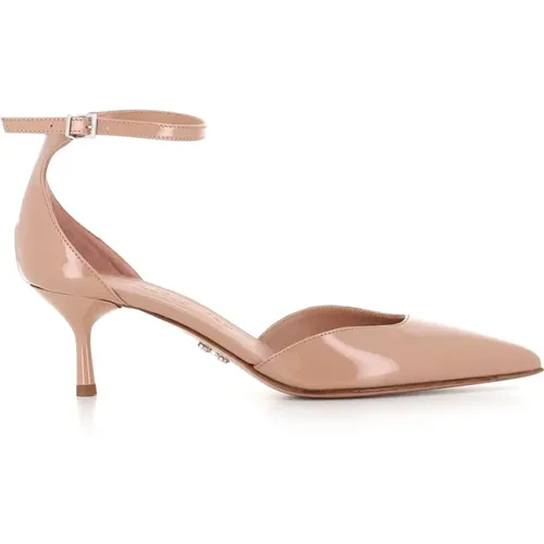 Nude Patent Leather Ankle Strap Heels , female, Sizes: 4 UK, 7 UK, 3 1/2 UK, 6 UK - Sergio Levantesi - Modalova