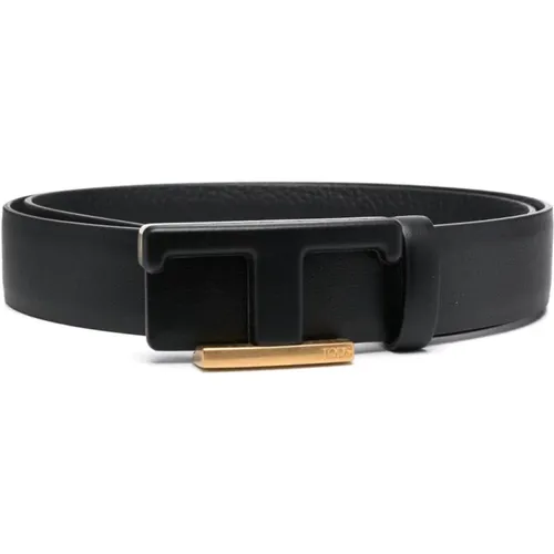 Belts, unisex, , Size: 80 CM Reversible Leather Belt with T Logo - TOD'S - Modalova