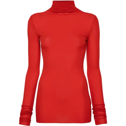 Rotes Transparentes Langarm-Top , Damen, Größe: L - Jil Sander - Modalova