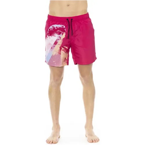 Beachwear, male, , Size: S Beachwear - Side Print Swim Shorts - Bikkembergs - Modalova