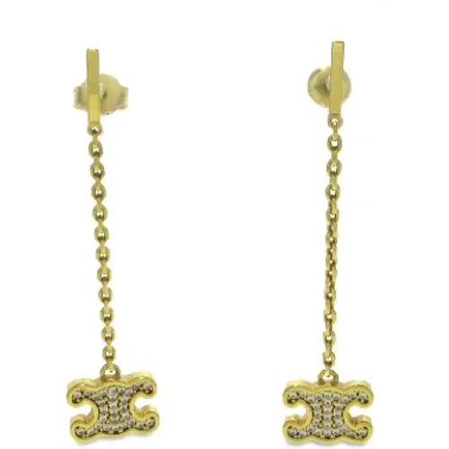 Pre-owned Jewellery, female, , Size: ONE SIZE Pre-owned Gold earrings - Celine Vintage - Modalova