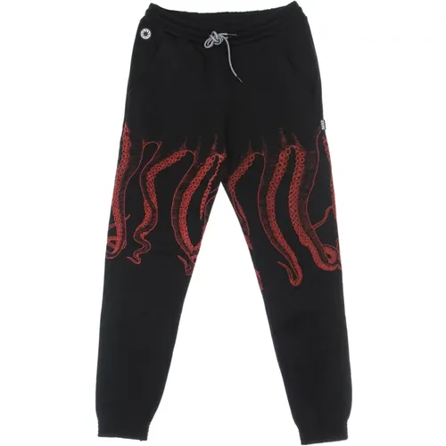 Schwarze Sweatpants Elastischer Bund Oktopus Druck , Herren, Größe: XL - Octopus - Modalova