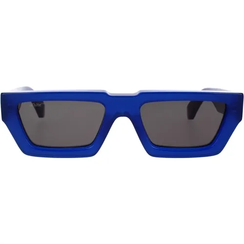 Dunkelblaue Transparente Sonnenbrille , unisex, Größe: 54 MM - Off White - Modalova
