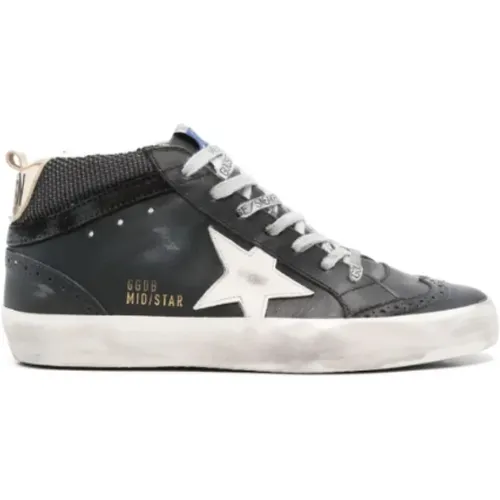 Italienische Mid Star Schwarze Ledersneakers , Damen, Größe: 38 EU - Golden Goose - Modalova