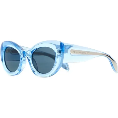 Hellblaue Acetat Curve Sonnenbrille , Damen, Größe: ONE Size - alexander mcqueen - Modalova