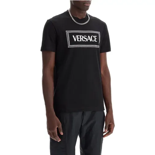 Besticktes Logo T-Shirt , Herren, Größe: S - Versace - Modalova