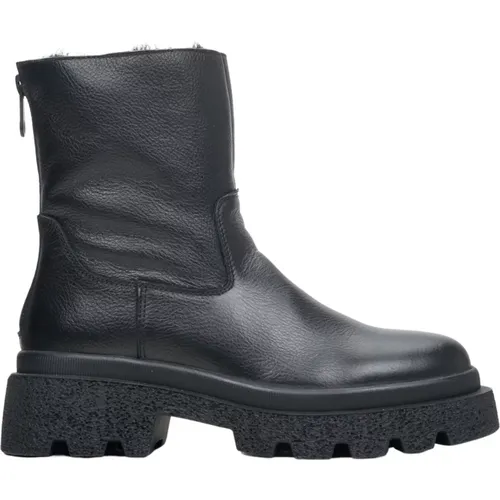 Schwarze Leder Stiefeletten für den Winter Er00113907 , Damen, Größe: 38 EU - Estro - Modalova