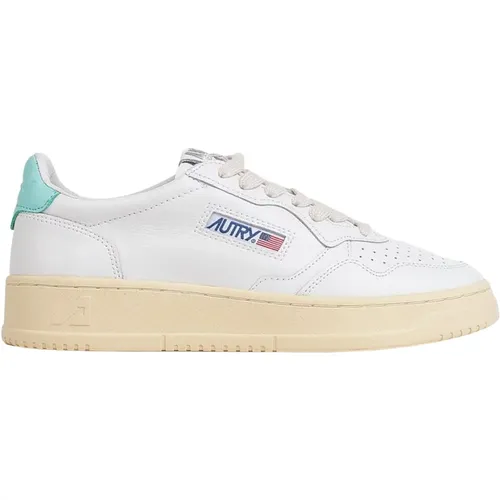 Leather Sneakers with Turquoise Details , female, Sizes: 3 UK, 2 UK, 8 UK - Autry - Modalova