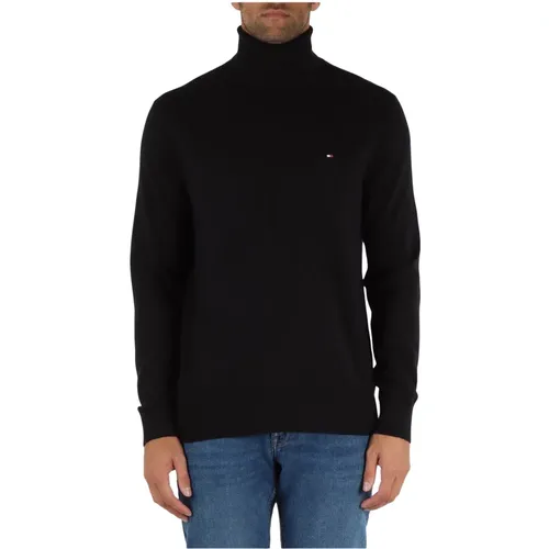 Turtlenecks, male, , Size: L Pima cotton and cashmere high-neck sweater - Tommy Hilfiger - Modalova