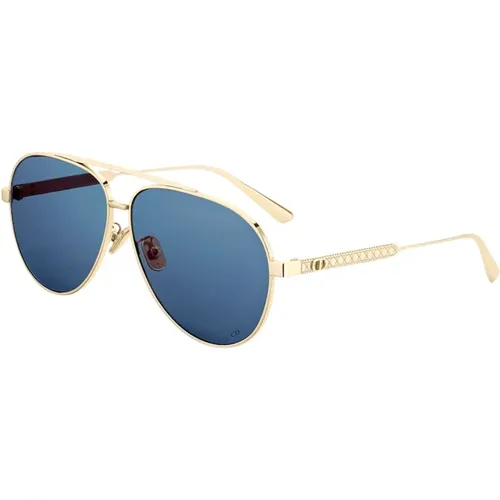 Stylish Sunglasses with Gold Frame and Blue Lenses , unisex, Sizes: 61 MM - Dior - Modalova