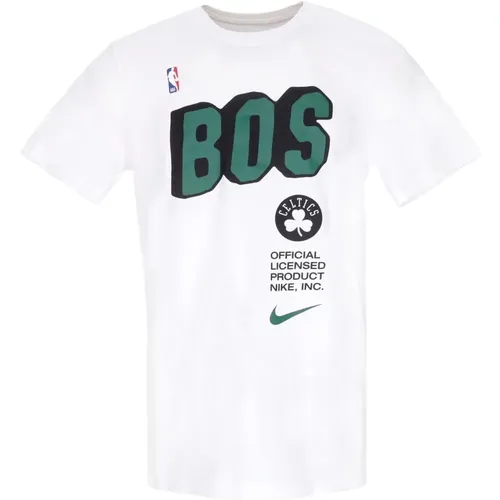 Boston Celtics Block Tee Weiß , Herren, Größe: L - Nike - Modalova