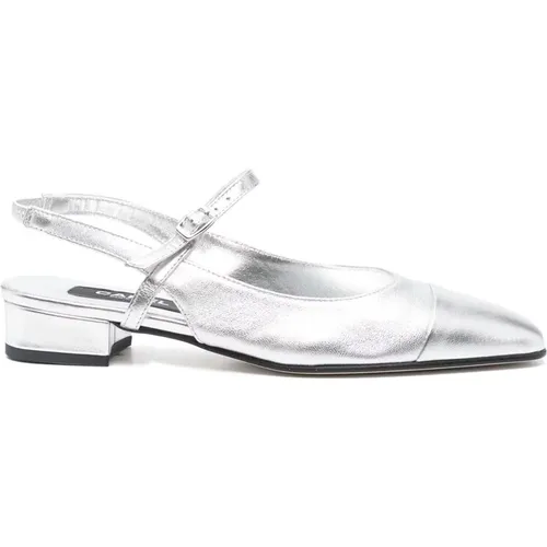 Ballerinas, female, , Size: 9 US Silver Slingback Strap Shoes Stacked Sole - Carel - Modalova