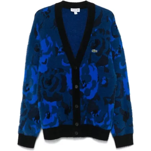 Cardigans, male, , Size: L Floral Jacquard Cardigan - Lacoste - Modalova