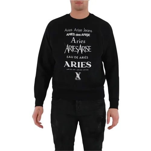 Baumwoll-Sweatshirt mit Frontdruck , Herren, Größe: 2XL - Aries - Modalova