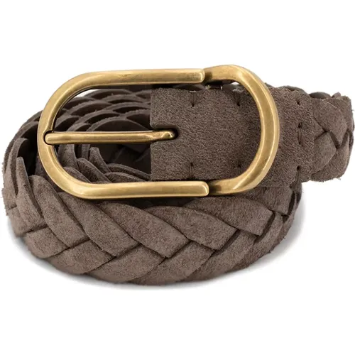 Belts, male, , Size: 95 CM Woven Brass Buckle Belt - BRUNELLO CUCINELLI - Modalova