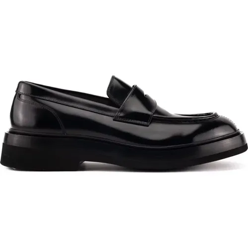 Loafers, male, , Size: 8 1/2 US Leather Men's Loafers - Santoni - Modalova