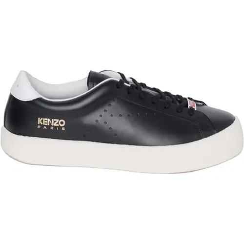 Sneakers, male, , Size: 8 US Leather Sneakers with Perforated Detail - Kenzo - Modalova