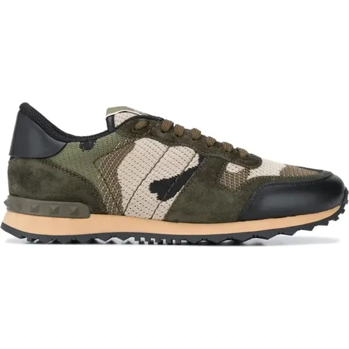 Sneakers, male, , Size: 9 US Camouflage Leather Sneakers Brown - Valentino Garavani - Modalova